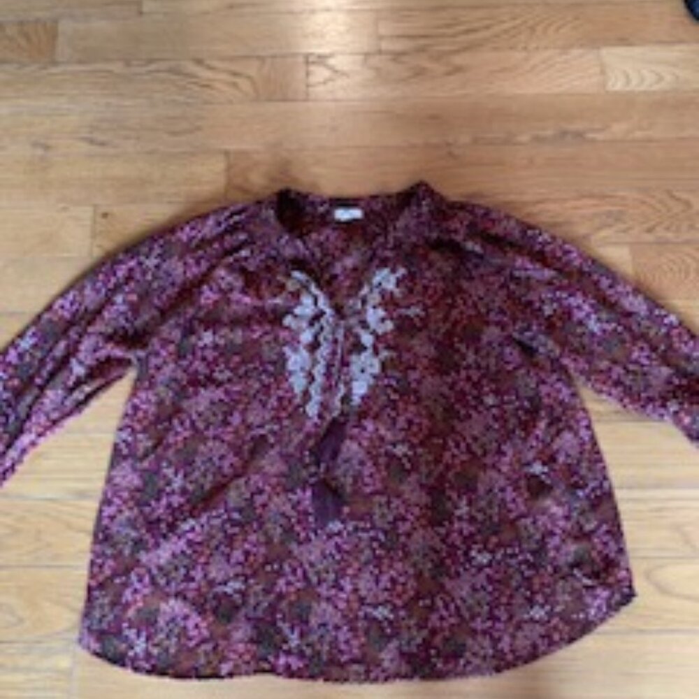 Maison Belle Stitch Fix Embroidered Peasant top XL